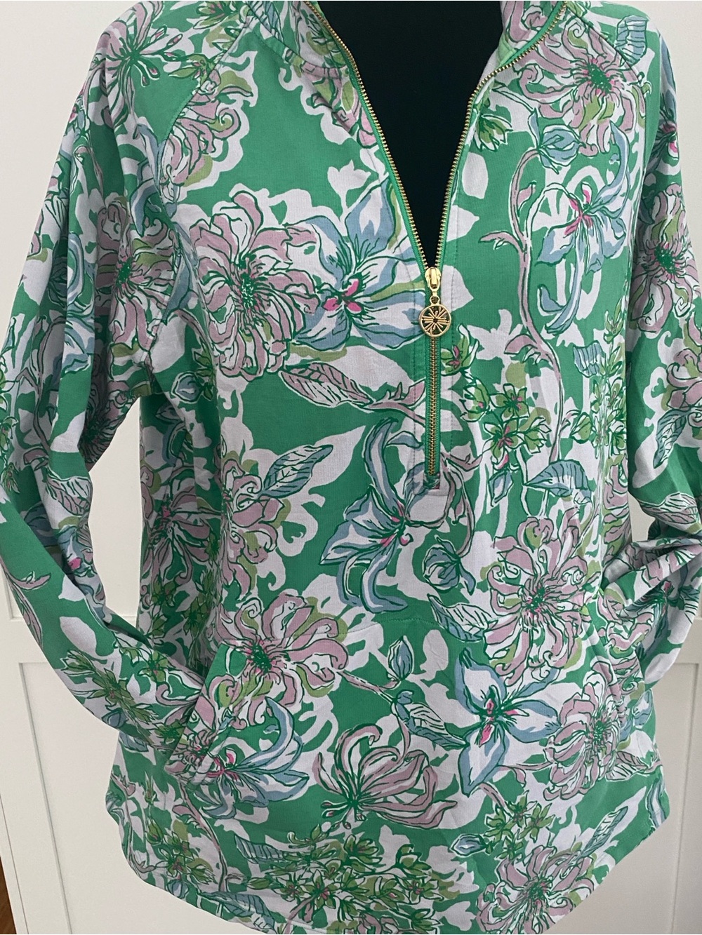 Lilly Pulitzer Skipper Popover Floral UPF 50+ Long Sleeve Half-Zip Size Large